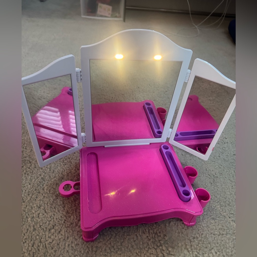 Girl Vanity Makeup with light on
 - Pink